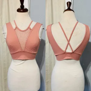 Forever 21 Pink Mesh Inset Sports Bra Tank‎ Top Athletic Workout Women's Medium thumbnail 2