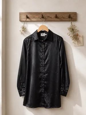 Princess Polly Black Satin-Look Top thumbnail 2