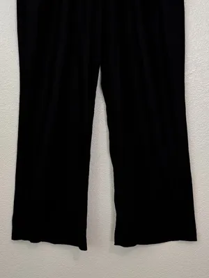 Old Navy Linen Blend Black Taylor Wide Leg Trouser Pants, Sz Large thumbnail 5