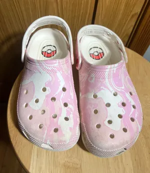 CROCS Pink and White Marble Slip-On Sandals thumbnail 1