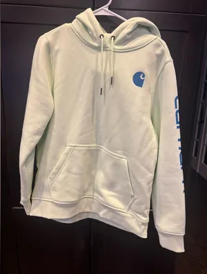 Carhartt Light Green Hoodie with Blue Logo thumbnail 1