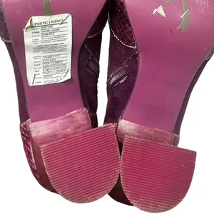 Vintage Ankle Booties Suede Leather Purple Snakeskin Boots Womens Size 6.5 thumbnail 11