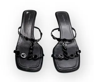 new Bandolino 𒀭 T Strap Kitten Heels Mules Sandals 𒀭 Black Leather 𒀭 10M 𒀭 SJP thumbnail 8