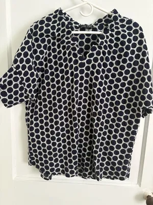100. Cotton shirt boho chic Medium. navy and white lace thumbnail 2