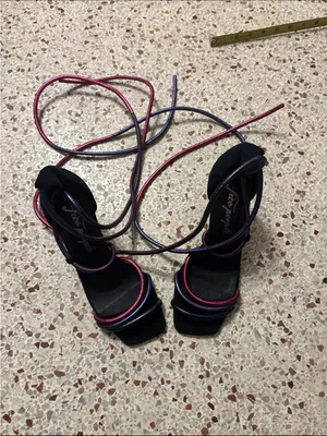 Free People Jessa Metallica Cord Ankle Wrap Suede Heels 7/38 thumbnail 2