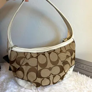 y2k COACH Brown Cream Signature Ergo Hobo Shoulder Bag thumbnail 2