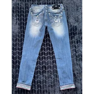 Miss Me Women's Blue Denim Embellished Low‎ Rise Signature Rise Cropped Size 25 thumbnail 2