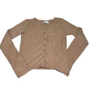 Hollister Camel Brown Fuzzy Soft Cardigan Sweater Small Cozy‎ Soft thumbnail 3