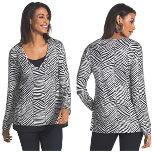 Chico's Zebra Two-In-One Top Medium Chico's 1‎ Workwear Casual Effortless Office thumbnail 11
