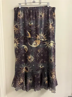 Cosmic Aura Hot Topic Celestial Skull Midi Skirt XL thumbnail 5