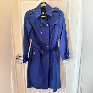 Burberry Royal Blue Double-Breasted Trench Coat thumbnail 4