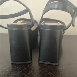 A New Day Black Platform Sandals with Ankle Strap thumbnail 4