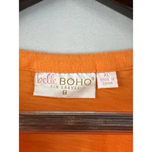 Women’s Belle Boho Kim Gravel XL Bright Orange Embroidered Blouse thumbnail 4
