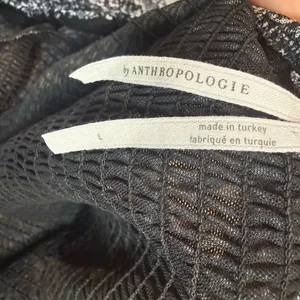 Anthropologie Aurelia Smocked Shirt Puff Short Sleeve Black White Size Large‎ thumbnail 5