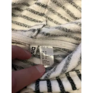 H&M Divided Hoodie Womens Medium Black White Striped Cropped Pullover Raglan thumbnail 5