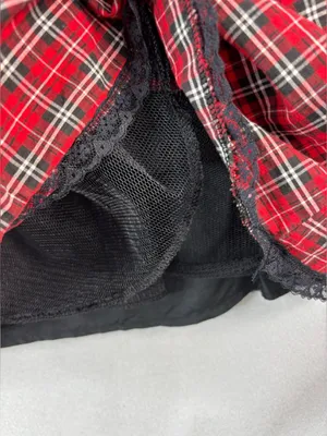 Dreamgirl S Co-Ed Academy Black, Tulle White & Red Plaid Mini Dress Sexy Costume thumbnail 2