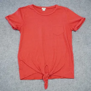 J. Crew Women's Size Small Coral Cotton Tee Shirt Tie Knot Front Casual Soft thumbnail 1