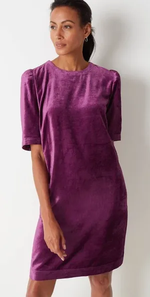NWT J.Jill Velvet Shift Dress XL Jewel Purple Elbow Puff Sleeve Cocktail Holiday thumbnail 1