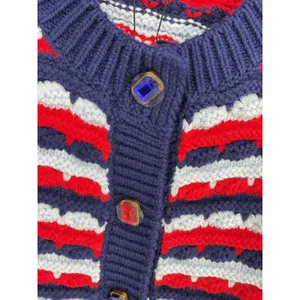 Allison New York Womens Adelle Cardigan Short Sleeve Jewel Button Striped Small thumbnail 4