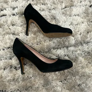 Kate Spade New York Suede Round Toe Pumps in Black thumbnail 6