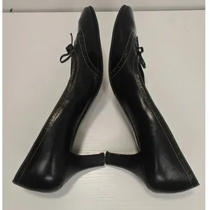 Vintage Black Salvatore Ferragamo cap toe pumps sz 9 Narrow thumbnail 5