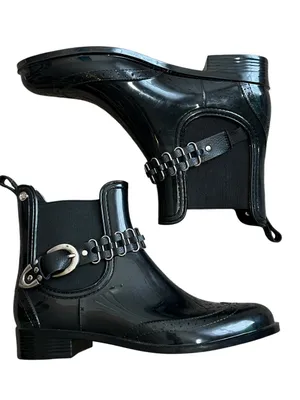 Henry Ferrera Survivor 100 Patent Ankle Rain Boots Western Buckle Wingtip 7 thumbnail 1