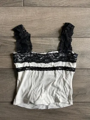MAJORELLE White Camisole with Black Lace Trim thumbnail 3