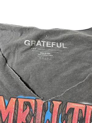 Grateful Dead Smell The Roses Gray Crop Top T-Shirt Women's Large Skull Band Tee thumbnail 3