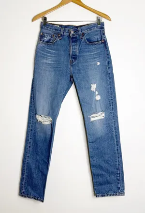Levi’s 501 Original Distressed Jeans Women’s 26x30 High Rise Straight Leg thumbnail 1
