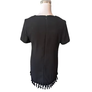 Aqua Little Black Dress Fringe Trim Size S thumbnail 2