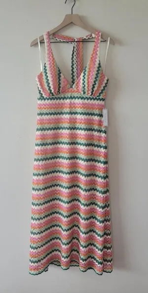 Premier Amour Multicolor Lace Dress NWT Chevron Sz XL thumbnail 1