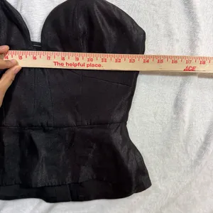 NWT Minty Meets Munt‎ XS Black Satin Peplum Bustier Corset Top Paloma Goth Sleek thumbnail 4