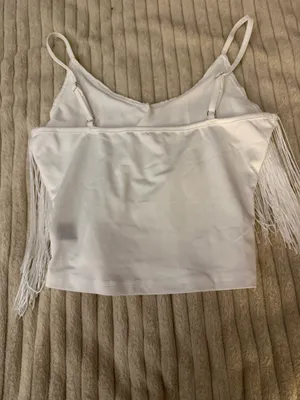 Shein Crop Top Fringe White thumbnail 2