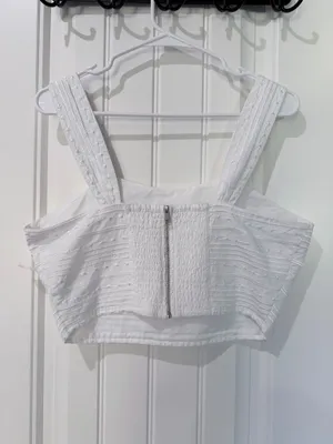 Avec Les Filles White Embroidered Crop Tank 12 thumbnail 4