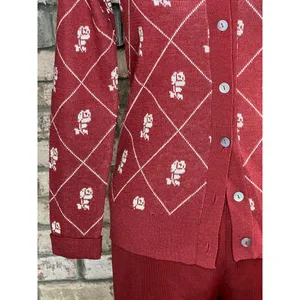 cardigan sweater pant set 1950s floral rust cream thumbnail 8