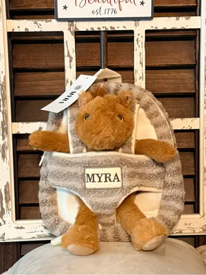 Myra Bag Plush Horse Backpack in Brown and Cream thumbnail 4