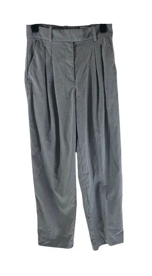H&M Gray Pleated High-Waisted Ankle Cropped Trousers Womens Size 2 thumbnail 1