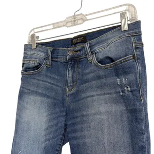 Judy Blue Distressed Skinny Jeans Blue Mid Rise Raw Hem Cuffed‎ Denim 30x28 thumbnail 5