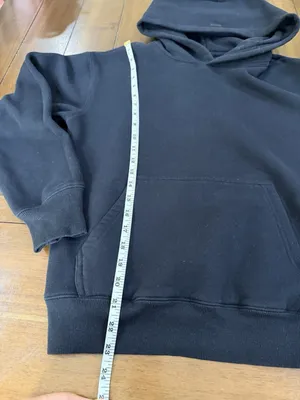 SACRÉ Black Pullover Hoodie S/M Fleece Kangaroo Pocket Minimalist Sweatshirt thumbnail 5