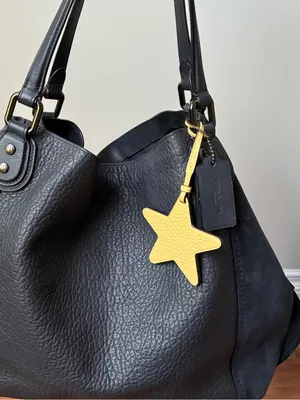 Coach Leather Star Pull Through Bag Charm, Yellow thumbnail 6