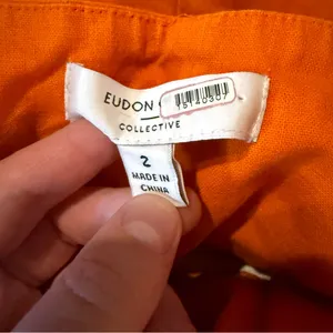 Eudon Choi Belted Wide Leg‎ Pants Bright Orange Linen Blend High Rise Women’s 2 thumbnail 6