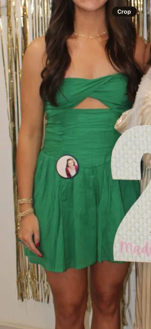 Green strapless cut out mini dress thumbnail 1
