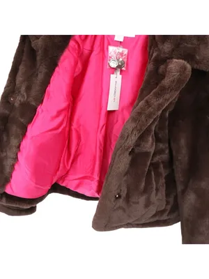 NWT Liz Claiborne Super Soft Womens Faux Fur Midweight Peacoat Brown Coat XS thumbnail 4