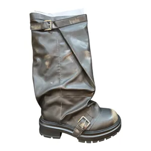 Madden Girl Women's Restore Knee-High Slouchy Lug-Sole Moto Boots Taupe Size 8.5 thumbnail 8