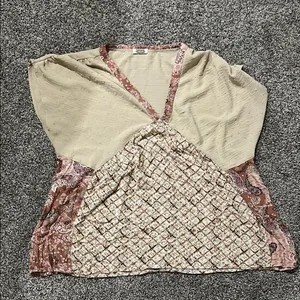 Gimmicks by BKE Women's Beige and Pink Patchwork Top thumbnail 1