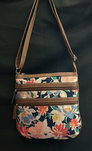 Croft & Barrow Brown Trim Floral Crossbody Shoulder Bag thumbnail 1