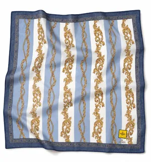 FENDI Logo Vintage Baroque Chain Print Cotton Scarf Handkerchief Bandanna thumbnail 1