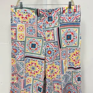 Eloquii Women’s Boho Mosaic Print Cotton Wide Leg Cropped Pull On Pants‎ Sz 20 thumbnail 4