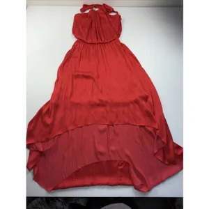 White House Black Market ‎ Paradise Red Hi-Low Blouson Halter Dress Sz: 0 thumbnail 4