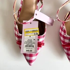 Wild Fable Lysandra Gingham Eyelet Kitten Heels Women's 8 Red & White Coquette thumbnail 6